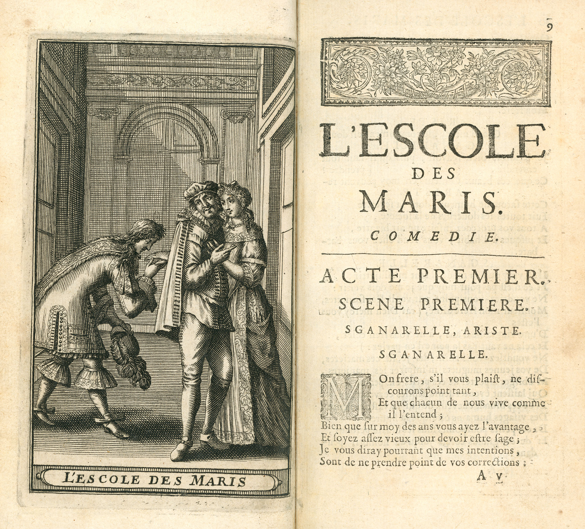 Frontispice et début de l'acte I de la pièce
