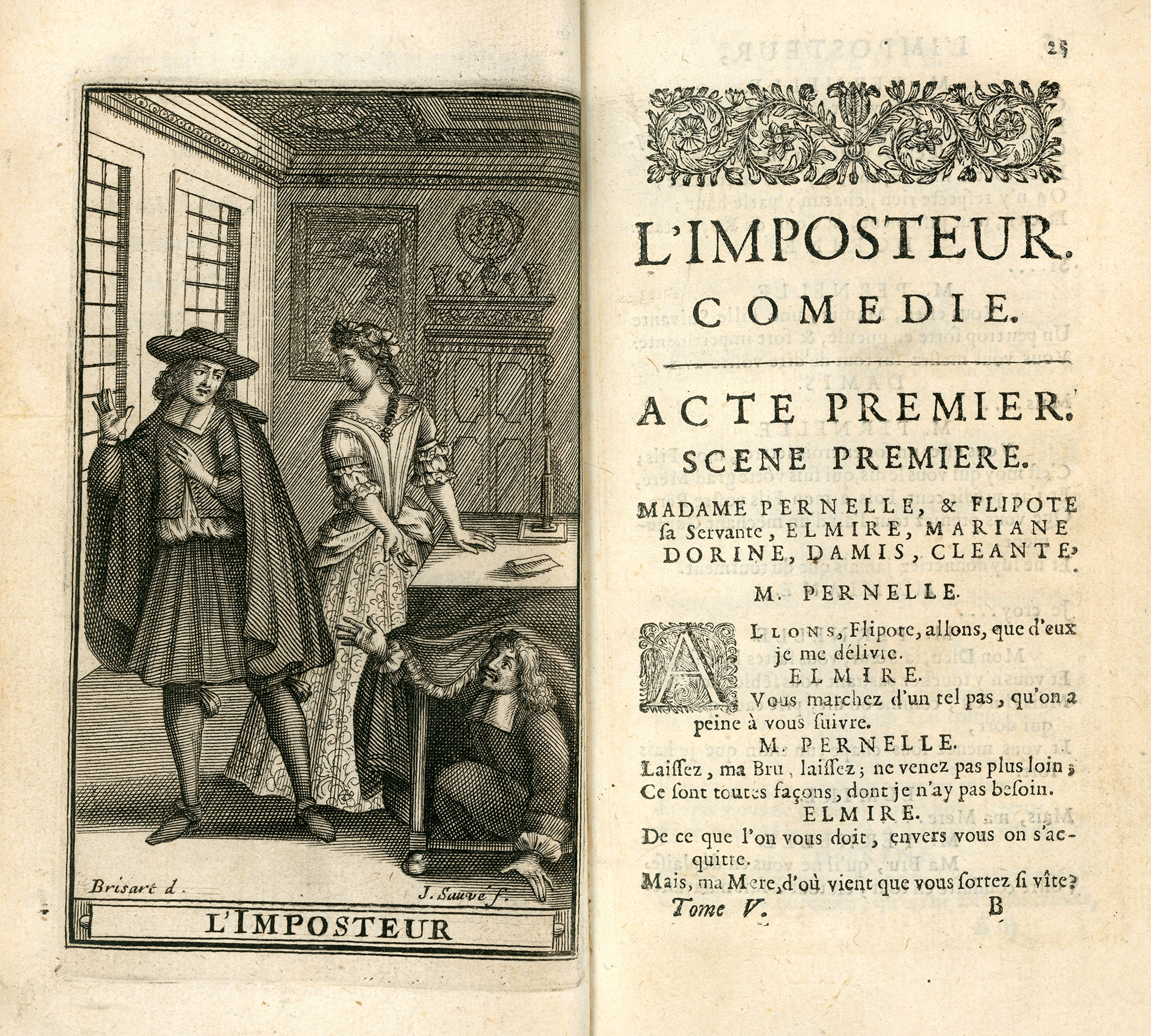 Frontispice et début de l'acte I de la pièce