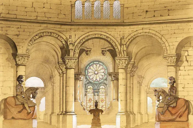 Le Palais gothique : rideau / Pierre-Luc-Charles Cicéri, atelier de Cicéri, 1820-1822