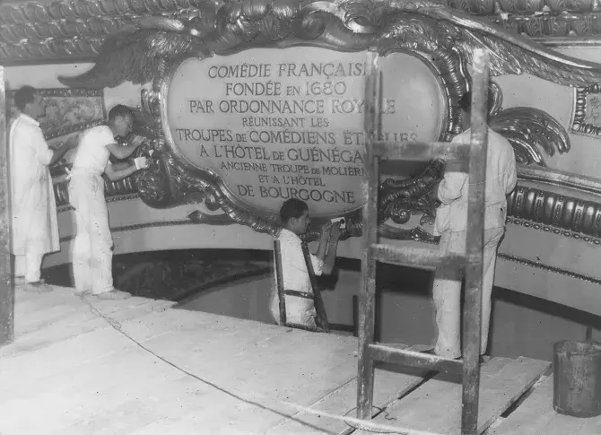 Travaux de la salle Richelieu en 1935. Photo. Fulgur