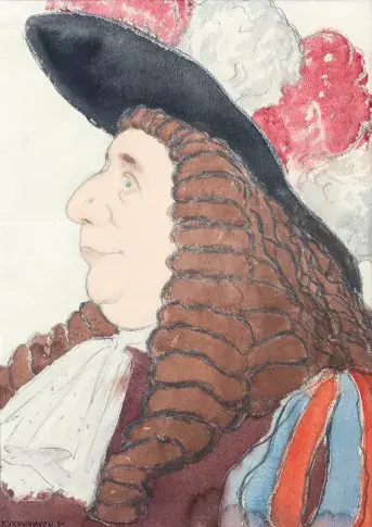 Louis Seigner dans "Le Bourgeois gentilhomme", dessin de Nikolaï Sokolov