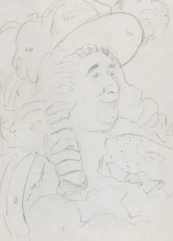 Louis Seigner dans "Le Bourgeois gentilhomme", dessin de Nikolaï Sokolov