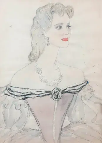 Marie Sabouret dans "Le Bourgeois gentilhomme", dessin de Nikolaï Sokolov