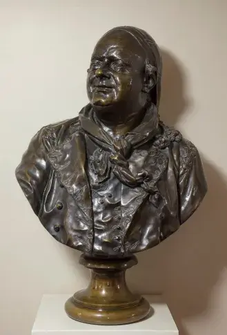 Préville en Figaro ("Le Barbier de Séville" de Beaumarchais), buste en bronze d'après Lucas de Montigny