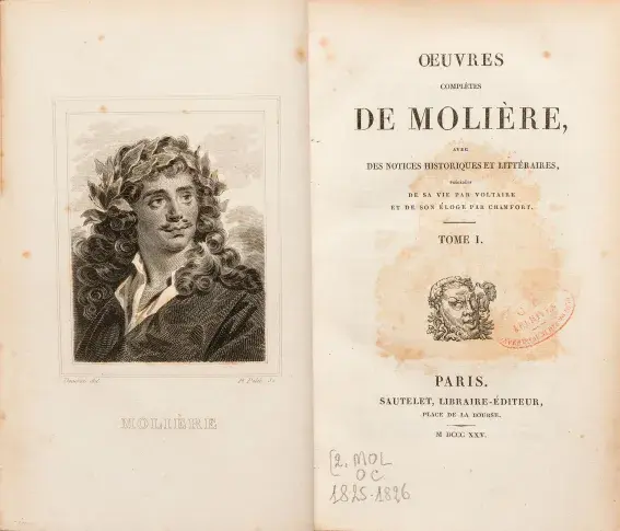 Œuvres complètes de Molière : frontispice et page de titre, 1825