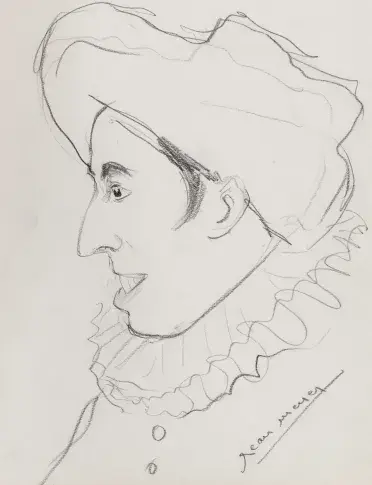 Jean Meyer dans "Le Bourgeois gentilhomme", dessin de Nikolaï Sokolov