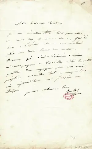 Lettre d’excuses de Rachel à Mme Samson pour son retard à la leçon de M. Samson, [s. d.].