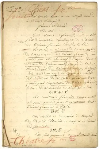 Nouvel acte de société des Comédiens Français, 1804