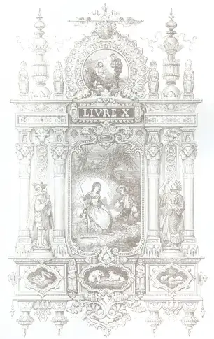 Gravure des Fables : Livre X, reliée dans « Les Œuvres de J. de La Fontaine », 1877