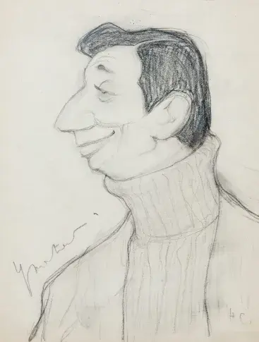 Yves Montand, tournée de 1956, dessin de Nikolaï Sokolov