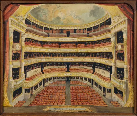 Salle Richelieu, Plan de salle en 1913, par Alfred Devred, huile sur panneau