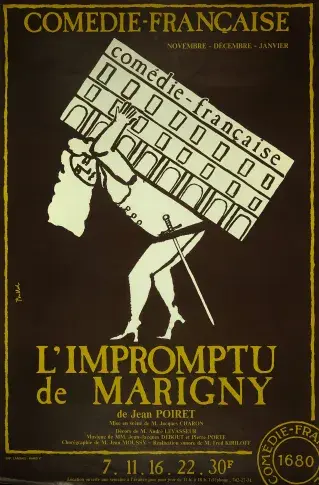 Affiche (Bullot) de "L’Impromptu de Marigny", 1974, Théâtre Marigny
