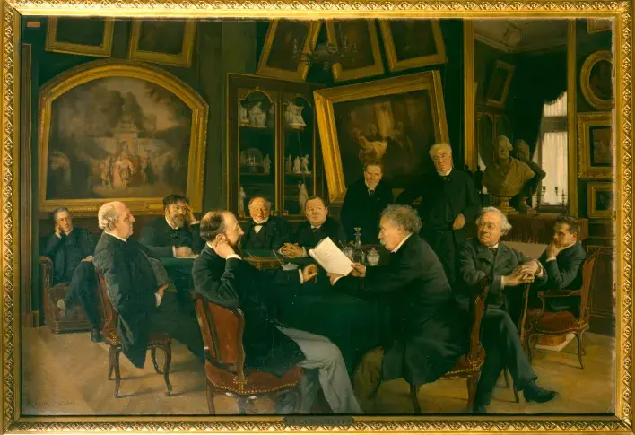 Une lecture au Comité en 1886, huile sur toile d’Adolphe Laissement, 1886