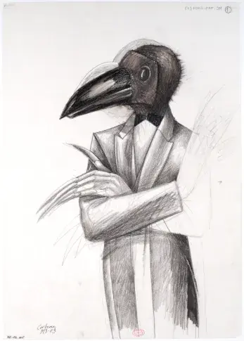 Maquette de costume de Moidele Bickel : le Corbeau dans « Les Fables », 2004