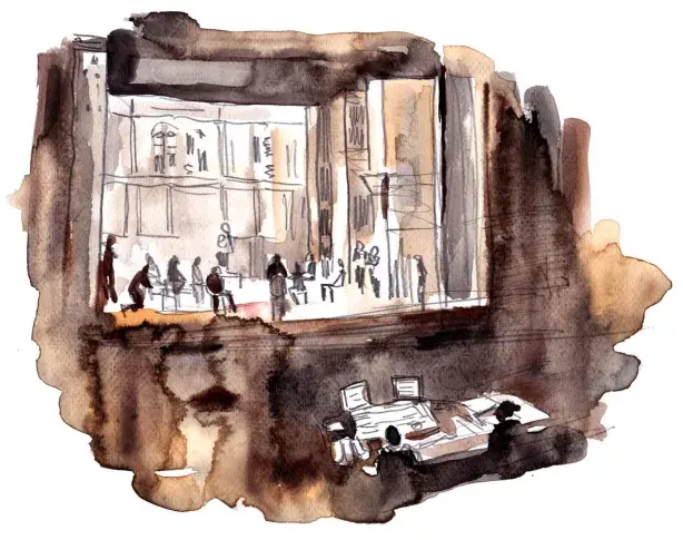 Répétitions de "Roméo et Juliette" de William Shakespeare, mise en scène d’Eric Ruf, dessin de Damien Roudeau