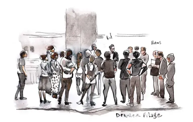 Dernier filage de "Roméo et Juliette" de William Shakespeare, mise en scène d’Eric Ruf, dessin de Damien Roudeau
