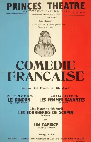 Affiche de la tournée de la Comédie-Française à Londres en 1959