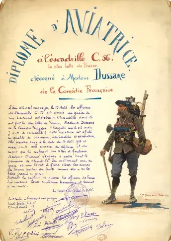 Diplôme d’aviatrice décerné à Béatrix Dussane