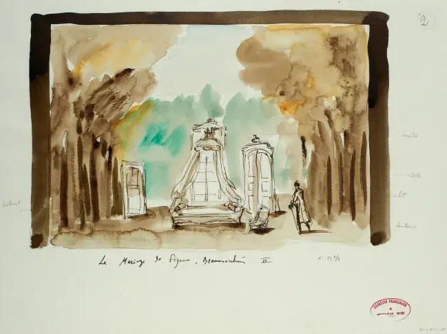 Maquette de décor de Yannis Kokkos pour "Le Mariage de Figaro" de Beaumarchais, mise en scène d’Antoine Vitez, 1989