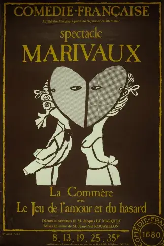 Affiche du Spectacle Marivaux, 1976, Théâtre Marigny