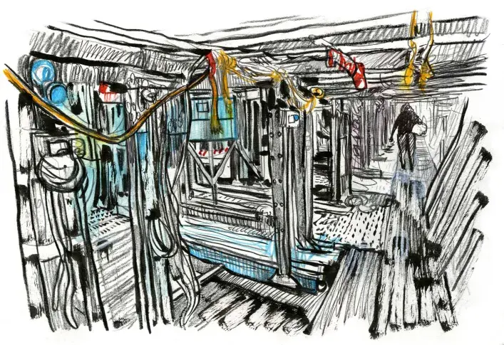 Les dessous du plateau de la salle Richelieu, dessin de Damien Roudeau