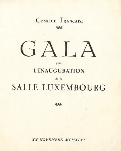 Programme de gala, 20 novembre 1946
