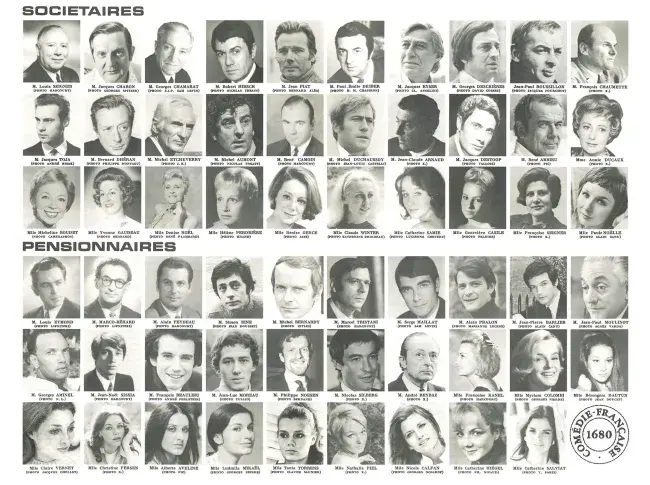 Trombinoscope de la troupe de la Comédie-Française, octobre 1971. Photographes multiples