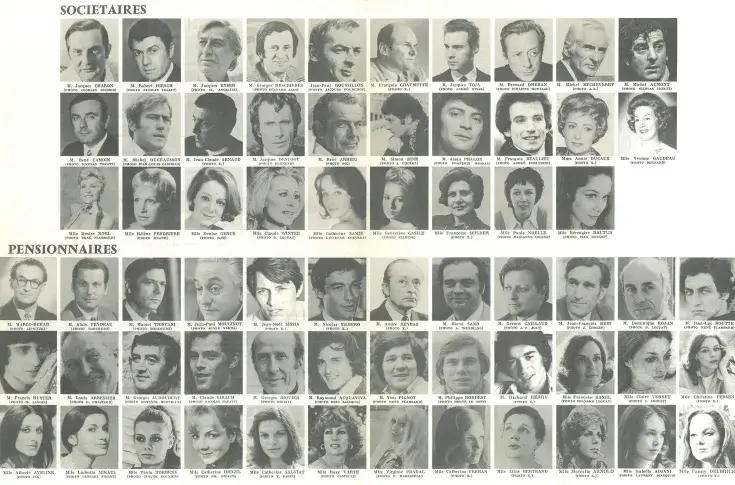Trombinoscope de la troupe de la Comédie-Française, 1973. Photographes multiples