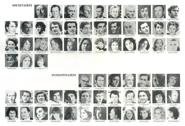Trombinoscope de la troupe de la Comédie-Française, 15 septembre 1978. Photographes multiples